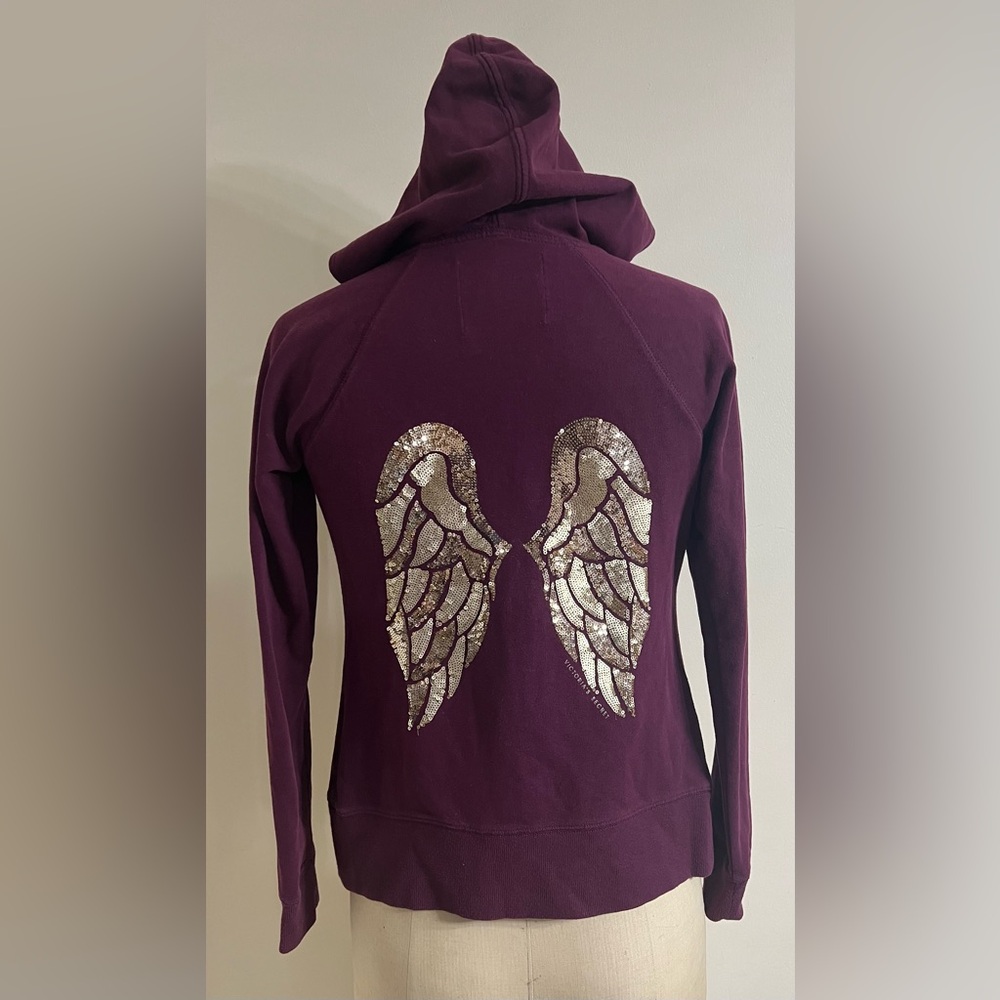 Victoria’s Secret Purple With Gold Sequins Wings Zip Hoodie XS